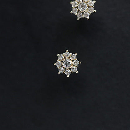 Snowflake Gold Stud Earrings, Made From Pure 9kt Gold and Cubic Zirconia, Jewelry For Women, Studs For Men, Studs Diamond Earrings, Diamond