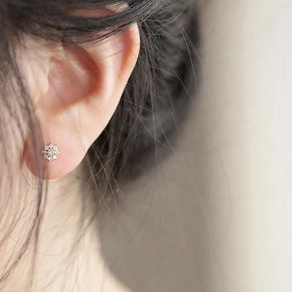 Snowflake Gold Stud Earrings, Made From Pure 9kt Gold and Cubic Zirconia, Jewelry For Women, Studs For Men, Studs Diamond Earrings, Diamond