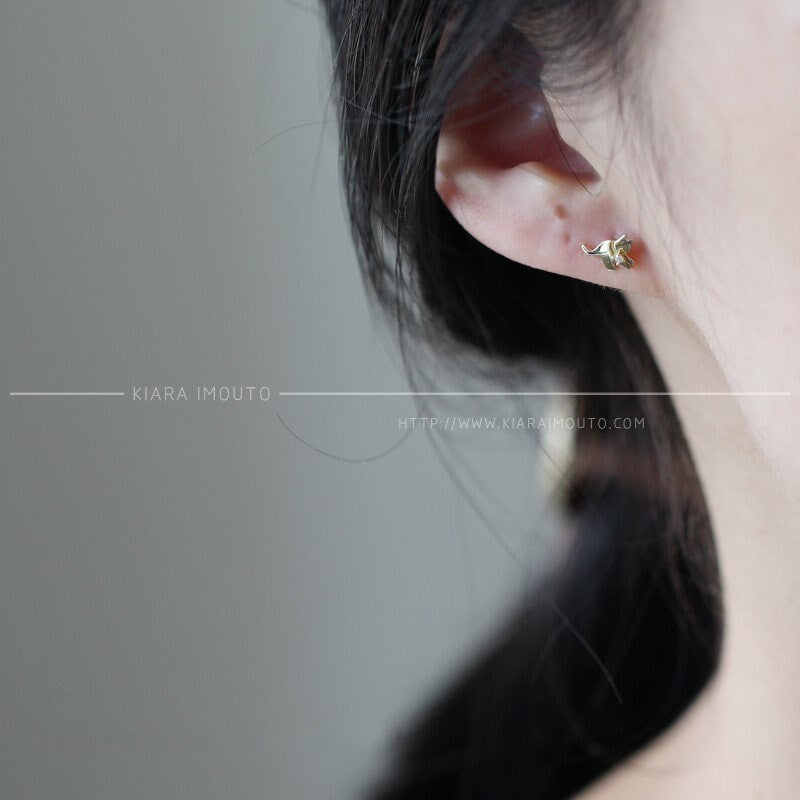 Kitty Earrings, 9k Gold Cat Earrings, Cute Cat Earrings, Kitten Earrings, 3d Cat Earrings, Cat Stud Earrings, Cubic Zirconia Stud Earrings