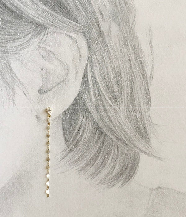 love God tassel pure 14K gold small zirconium drill long ins goddess super flash temperament earrings