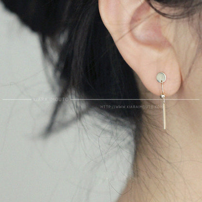 Geometric Circle and Line Earrings, Chime Style Earrings for Women, Pure 9k Gold Earrings, Dangle and Drop Earrings, Golden Aesthetic Studs