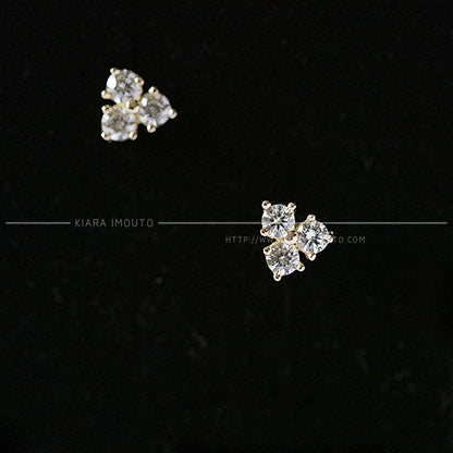 Simple Small Triangle Earrings 9k Gold 3 Zirconium Diamond Triangle Mini Earrings Japan And South Korea Earrings