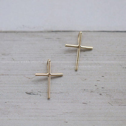 9k Gold Concave Cross Pendant, Infinity Cross Pendant, Simple Plain Cross Pendant For Men And Women