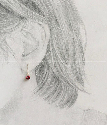 Wine Red Heart Swarovski Crystal Hook Earrings, 9 Carat Gold, Swarovski Drop Earrings, Swarovski Red Earrings, Swarovski Crystal Earrings