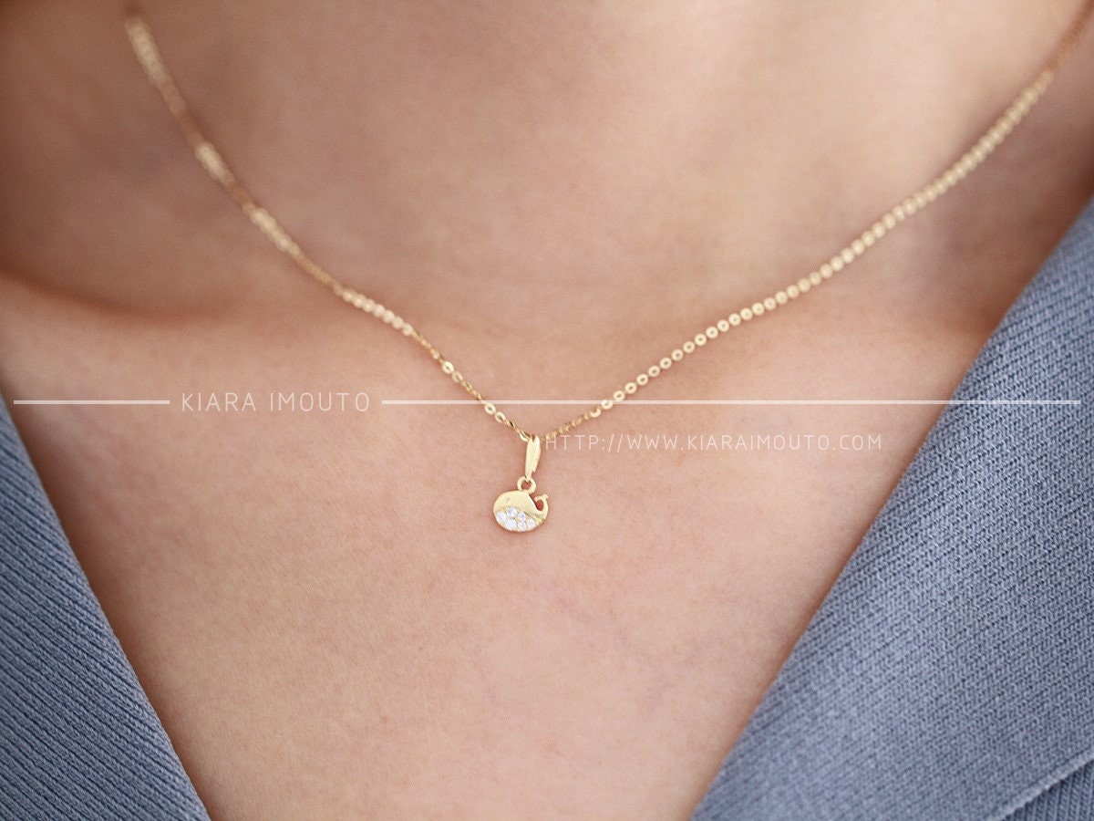 Playful Gold Whale Pendant, Whale Charm Necklace, Whale Pendant Necklace, Cute Pendant, Gold Necklace For Girlfriend