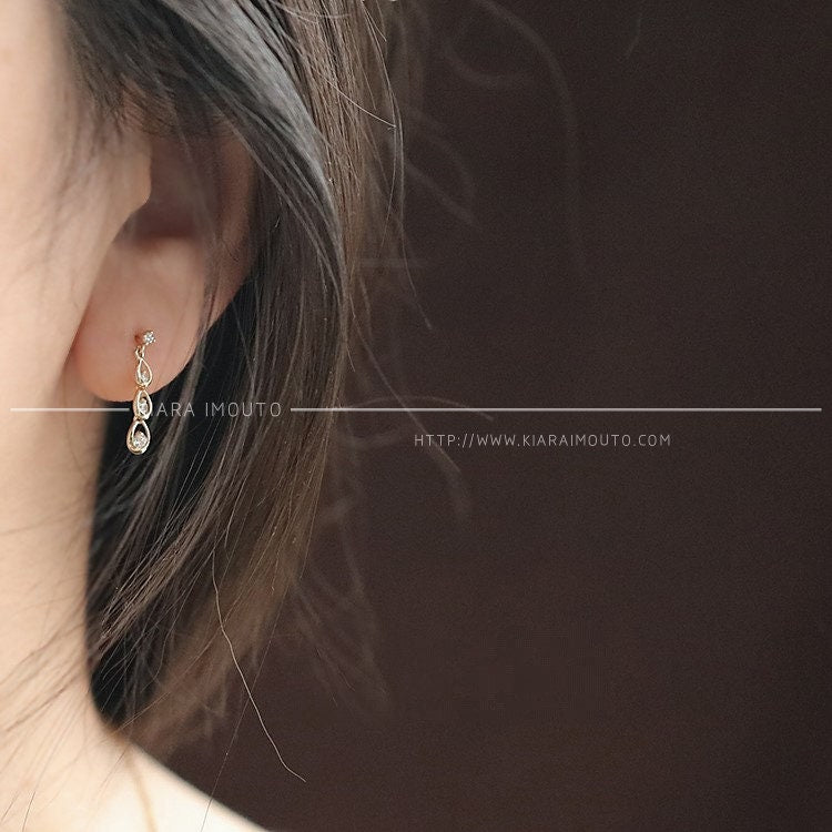 Pure 9k Gold Teardrop Bridal Earrings, Teardrop Dangle Earrings, Teardrop Earrings, Gold Teardrop Earrings, Teardrop Cz Diamond Earrings