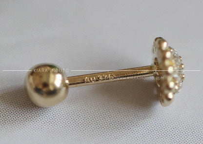 custom small sunflower ear bone nail pure 9K gold small zirconium diamond mini sleeping can wear small flower earrings