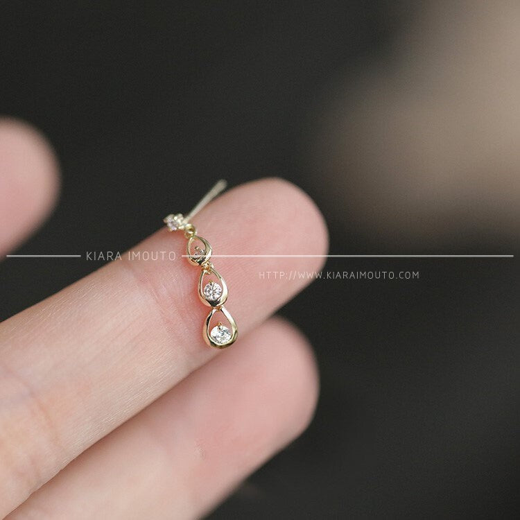 Pure 9k Gold Teardrop Bridal Earrings, Teardrop Dangle Earrings, Teardrop Earrings, Gold Teardrop Earrings, Teardrop Cz Diamond Earrings