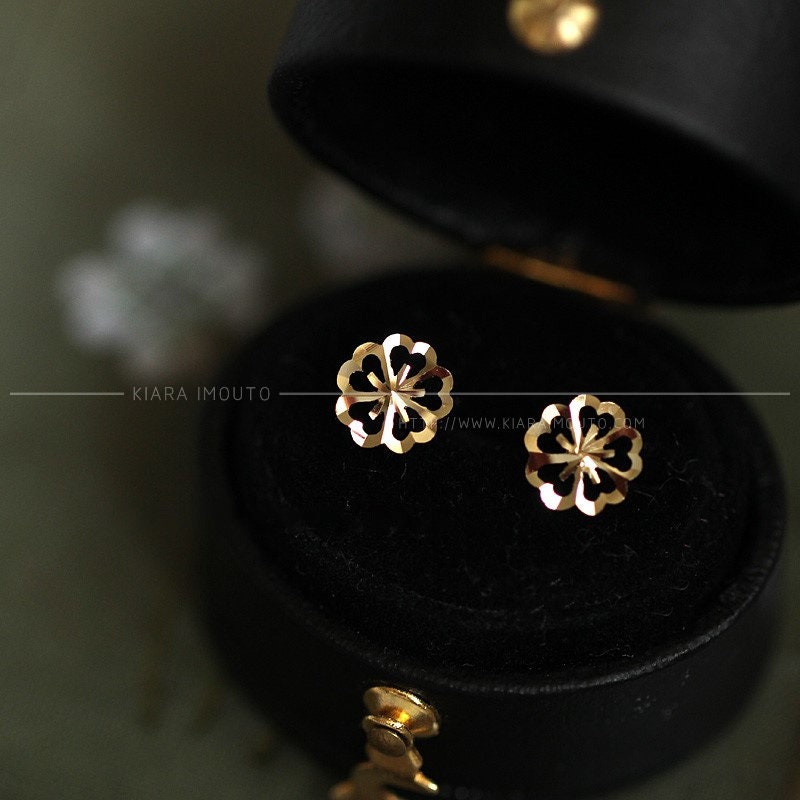 Sakura Flower Earrings, Solid 9k Gold Earrings, Cherry Blossom Earrings, Flower Earrings, Blossom Earrings, Sakura Earrings, Cute Earrings