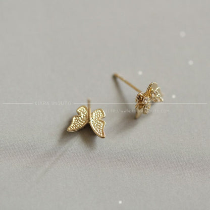 9K Real Gold Earrings, Double Butterfly Big Earrings, 3D Butterfly Stud Earrings, Cute Gold Butterfly Jewelry, Nickel Free Earrings For Girl