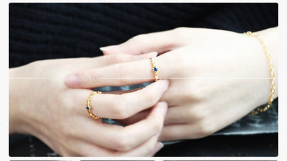 18k Gold Pear Shaped Blue Sapphire Stacking Ring, Sapphire Diamond Stacked Wedding Rings, Sapphire Stackable Wedding Bands