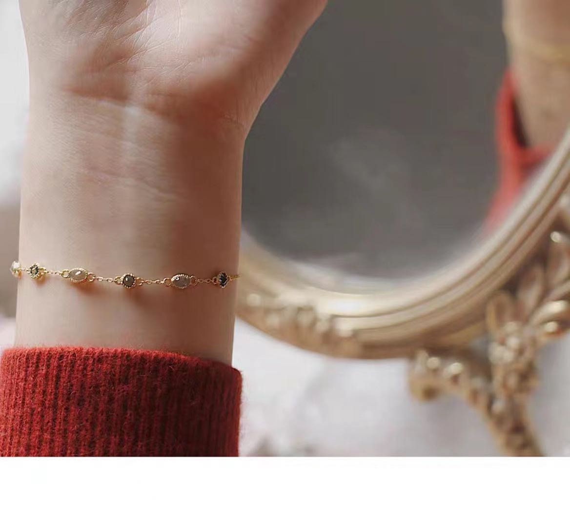 Blue Quartz Bracelet, Quartz Crystal Bracelet, Dainty Bracelet, Thin Gold Bracelet, 14k Gold Bracelet, Bracelets For Women, 14K Gold Vermeil