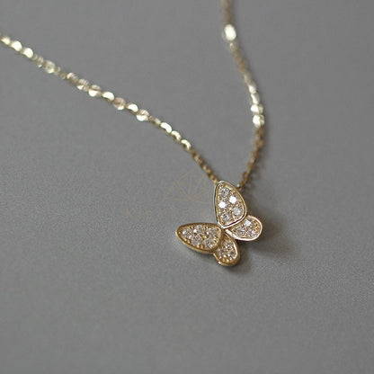 9K Gold 3D Butterfly Elegant Necklace Pendant, Butterfly Diamond Necklace, Butterfly Pendant, Butterfly Charm Necklace, Minimalist Necklace