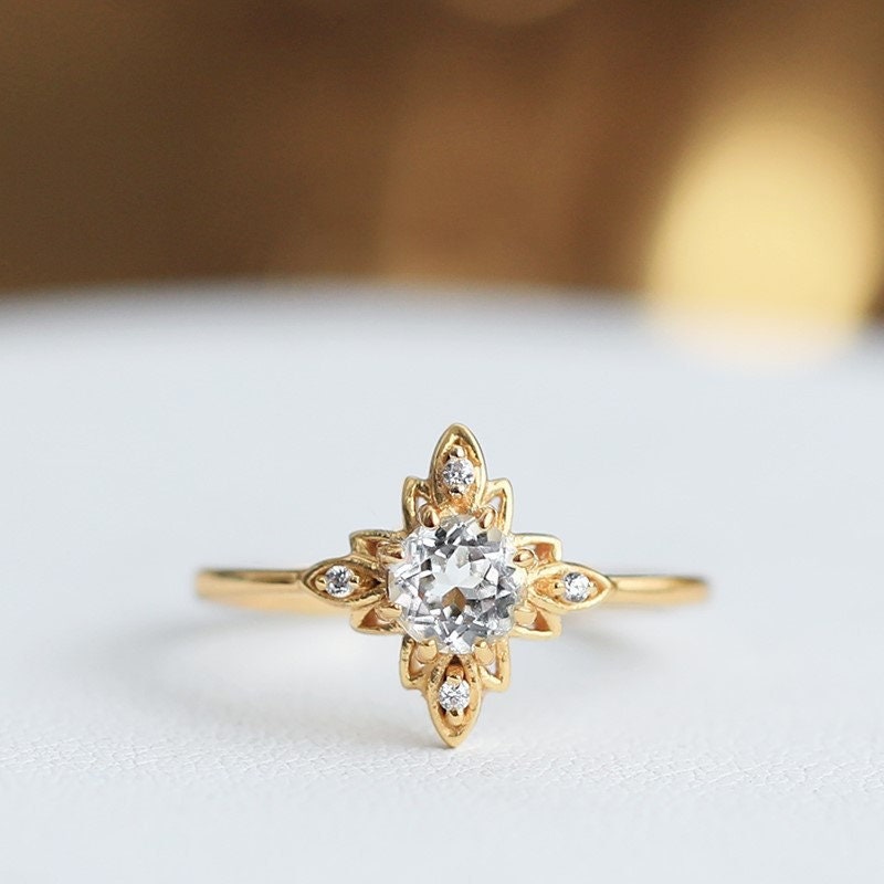 0.5ct Solitaire Moissanite Engagement Ring, Starburst Diamond Ring, Custom Anniversary Ring, Dainty Daily Wear Rings, Simple Promise Ring