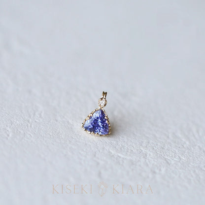 10K Gold Triangle Tanzanite Diamond Pendant, Brilliant Cut Diamond Necklace, Blue Tanzanite Gemstone Necklace, Dainty Diamond Necklace