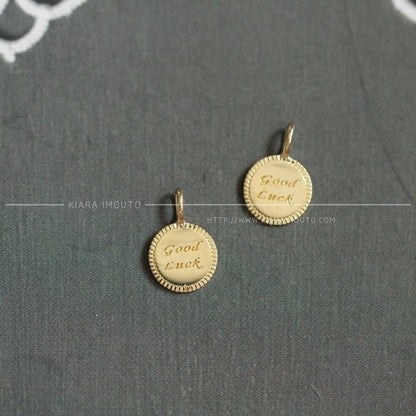 Pure 9k Gold Good Luck Charm Necklace, Goodluck Small Necklace Pendant, Lucky Gold Coin Pendant, Lucky Charms, Good Luck Gifts
