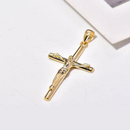 14K Solid Gold Holy Cross Catholic Crucifix Pendant, Celtic Cross Catholic, Jesus Christ Necklace, Dainty Religious Christ Cross Chain
