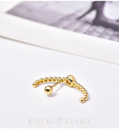 10k Solid Gold Beaded Diamond Ball Screwbacks, Conch Ear Cuff, Ear Wrap Crawler Hook Earrings, Unique Earrings Women, Statement Earrings