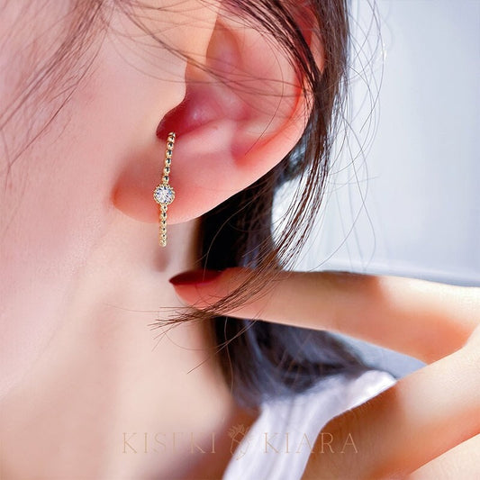 10k Solid Gold Beaded Diamond Ball Screwbacks, Conch Ear Cuff, Ear Wrap Crawler Hook Earrings, Unique Earrings Women, Statement Earrings