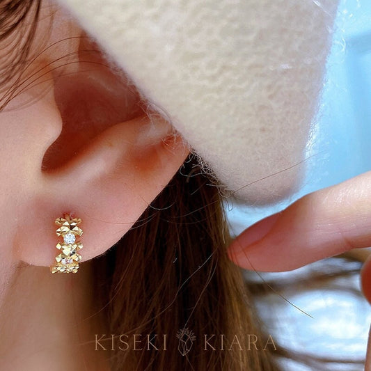 10k Solid Gold Cross X Hoop Earrings, Sparkly Faceted Helix Huggie, 8mm Cartilage Hoop, Minimalist Everyday Earrings, Dainty Casual Earrings