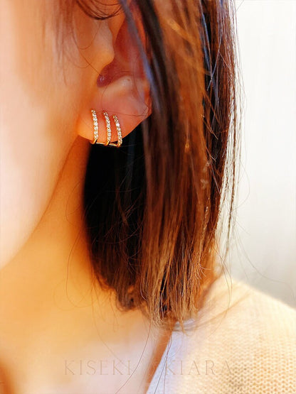 10k Solid Gold 3 Claw Rake Post Earrings, Ear Cuff Stud Earrings, Letter E Initial Earrings, Unique Earrings Women, Statement Earrings