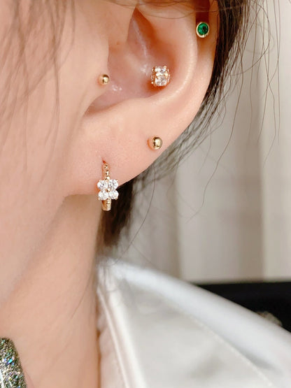 10k Solid Gold Mini Flower Helix Hoop Earrings | Handcrafted Floral Jewelry | Delicate Gift | Petite Design | Botanical Beauty for Your Ears
