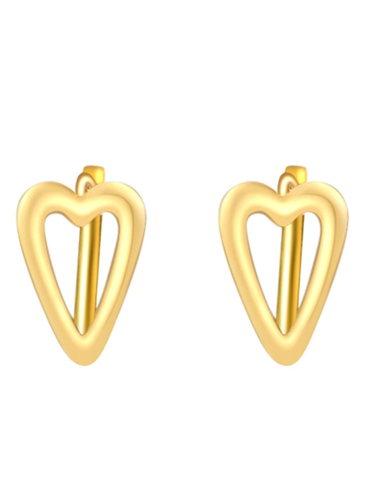 10ct Solid Gold Elongated Heart Hoop Earrings, Hollow Love Huggie Hoops, Heart Shaped Earrings, Valentine's Day Gift Ideas for Girlfriend
