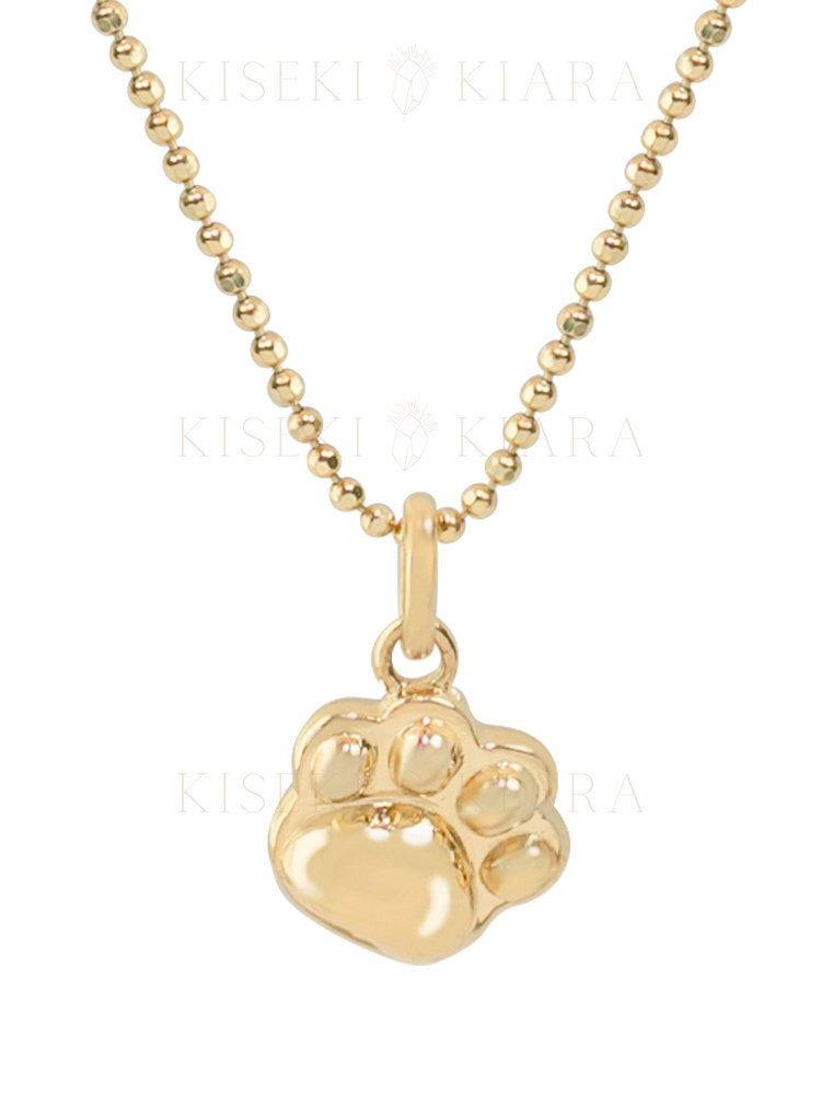 14k Solid Gold Cute Paw Print Pendant, Adorable Pet Dog Paw Charm Pendant, Personalized Cat Paw Necklace, Animal Paw Pendant For Pet Lovers