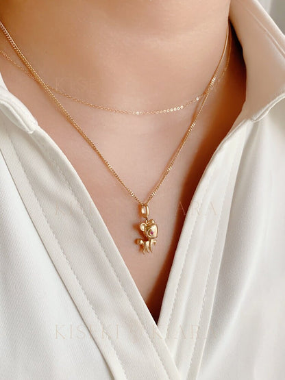 14k Solid Gold Bambi Deer Pendant, Cute Woodland Character Necklace, Fawn Charm Pendant, Animal Lover Necklace, Sweet Forest Friend Necklace