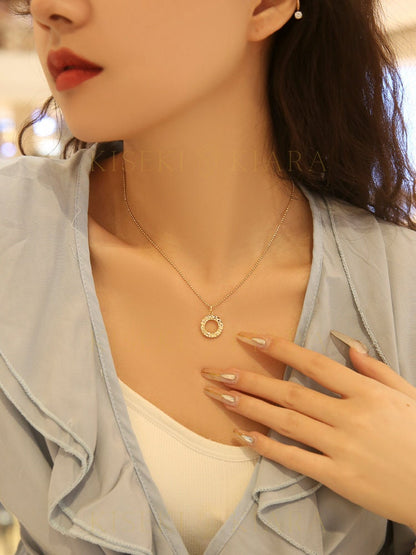 18kt Yellow Gold Flat Donut Shape Pendant, Simple Circle Of Life Charm Necklace, Gold Round Necklace, Layering Pendant, Everyday Necklace