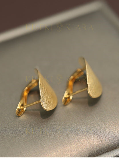 18k Solid Gold Brushed Finish Oval Hoop Earrings, Modern Oval Earrings, Chic Earrings, Oval Hoop Statement Earrings, Minimalist Hoop Earring