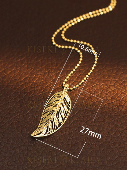 18k Solid Gold Realistic Leaf Pendant, Detailed Leaf Charm, Leaf Motif Pendant, Intricate Leaf Design Pendant, Handcrafted Leaf Jewelry