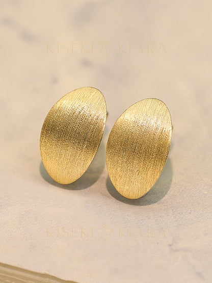 18k Solid Gold Brushed Finish Oval Hoop Earrings, Modern Oval Earrings, Chic Earrings, Oval Hoop Statement Earrings, Minimalist Hoop Earring