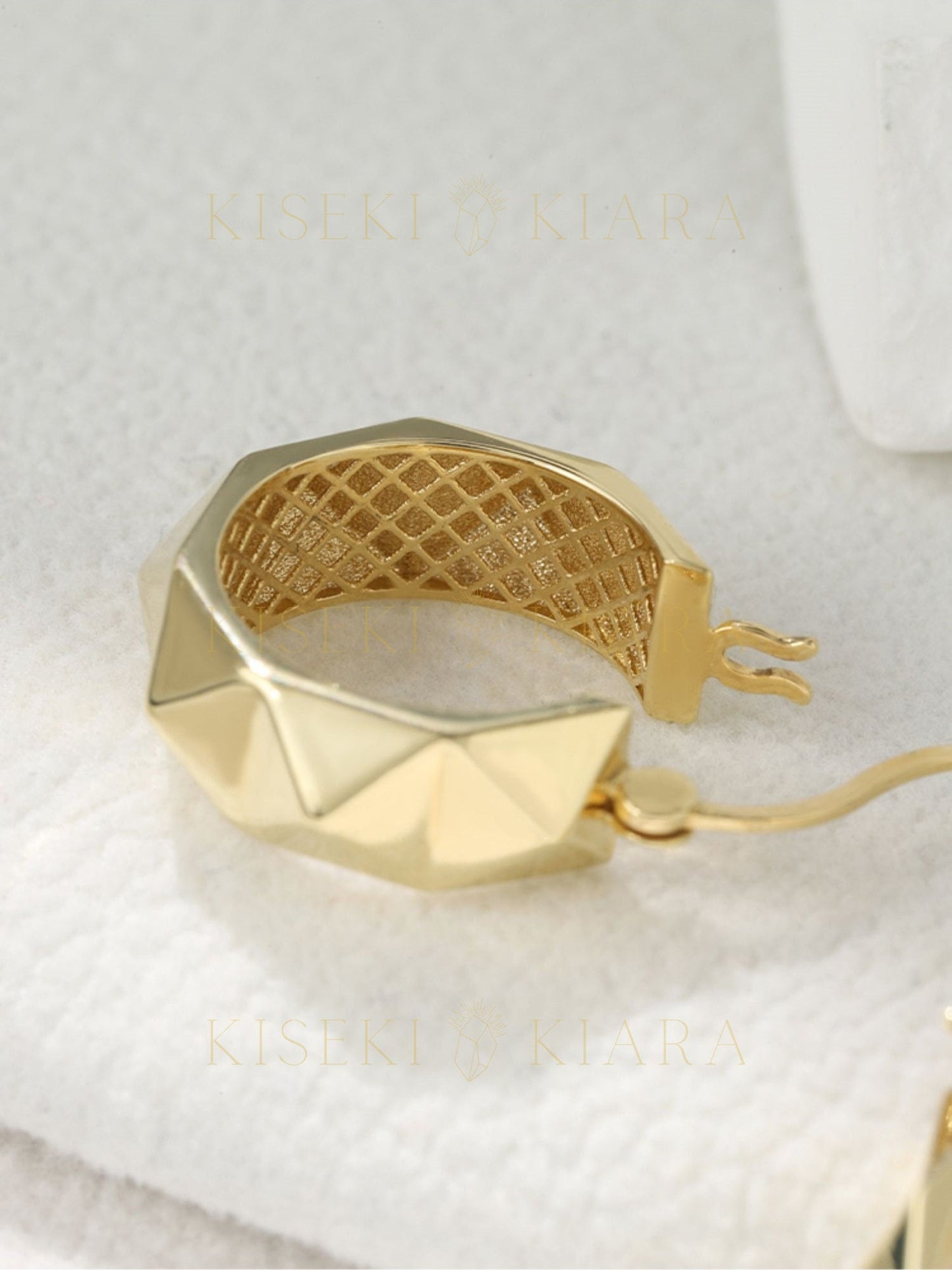18k Solid Gold Large Faceted Hoop Earrings, Modern Wide Hoops, Chunky Hoop Earrings, Plain Facet Earrings, Everyday Polished Earrings