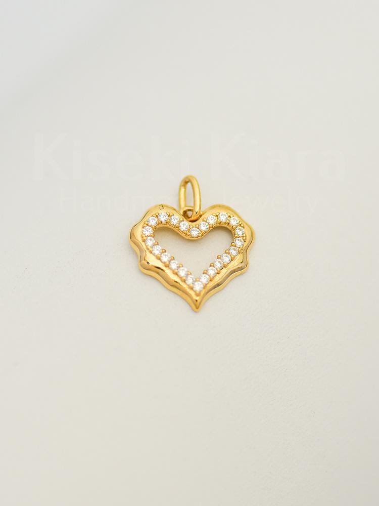 14K Solid Gold Creative Melting Heart Necklace Pendant, Dripping Heart Pendant, Hollow Heart Charm, Romantic Heart Necklace, Love Jewelry