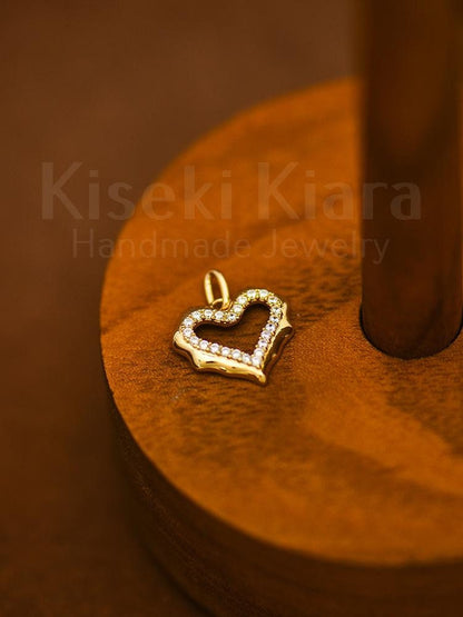 14K Solid Gold Creative Melting Heart Necklace Pendant, Dripping Heart Pendant, Hollow Heart Charm, Romantic Heart Necklace, Love Jewelry