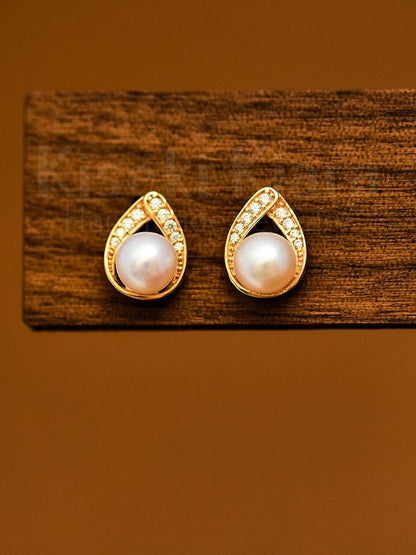 10k Solid Gold Pearl Bridal Teardrop Stud Earrings, Wedding Earrings, Minimalist Earrings, Classic Pearl Earrings, Bridesmaid Earrings
