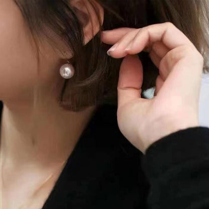 10k Solid Gold 12MM Mother of Pearl Elegant Fish Hook Earrings, Classic Ivory Pearl Earrings, Wedding Bridal Earrings, Modern Pearl Earrings